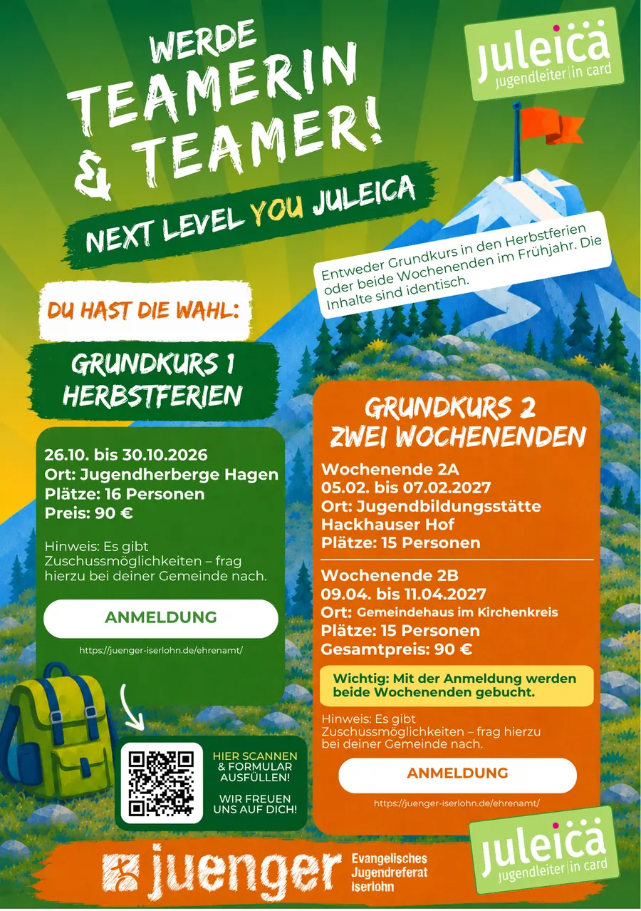 JuLeiCa-Übersicht mit Grundkurs in den Herbstferien 2026 und zwei Wochenenden 2027